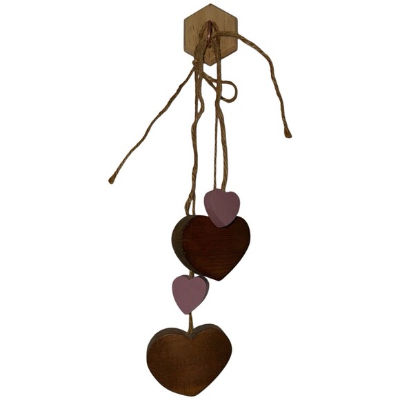 Vintage Wooden Heart Hanging Decor Set Country Grandmacore Primitive Wall Art - Picture 8 of 13
